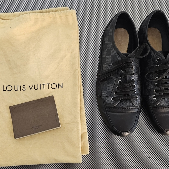 LOUIS VUITTON Men's Damier Graphite LV Logo Cap Toe Low-Top Sneakers Size 10.5 - Picture 16 of 16